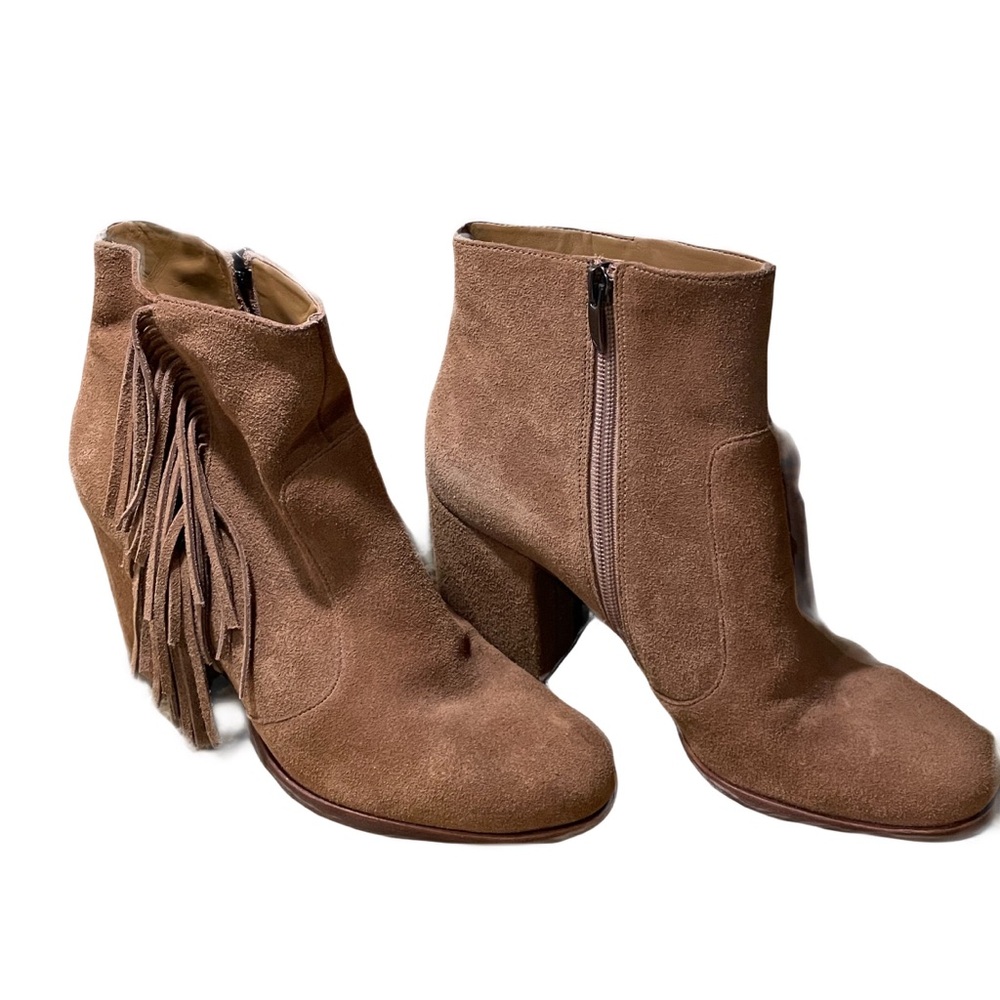 ❤️ VIA SPIGA SUEDE CAMEL NIURKA FRINGE BOOTS WESTERN SIZE 9 COWBOY